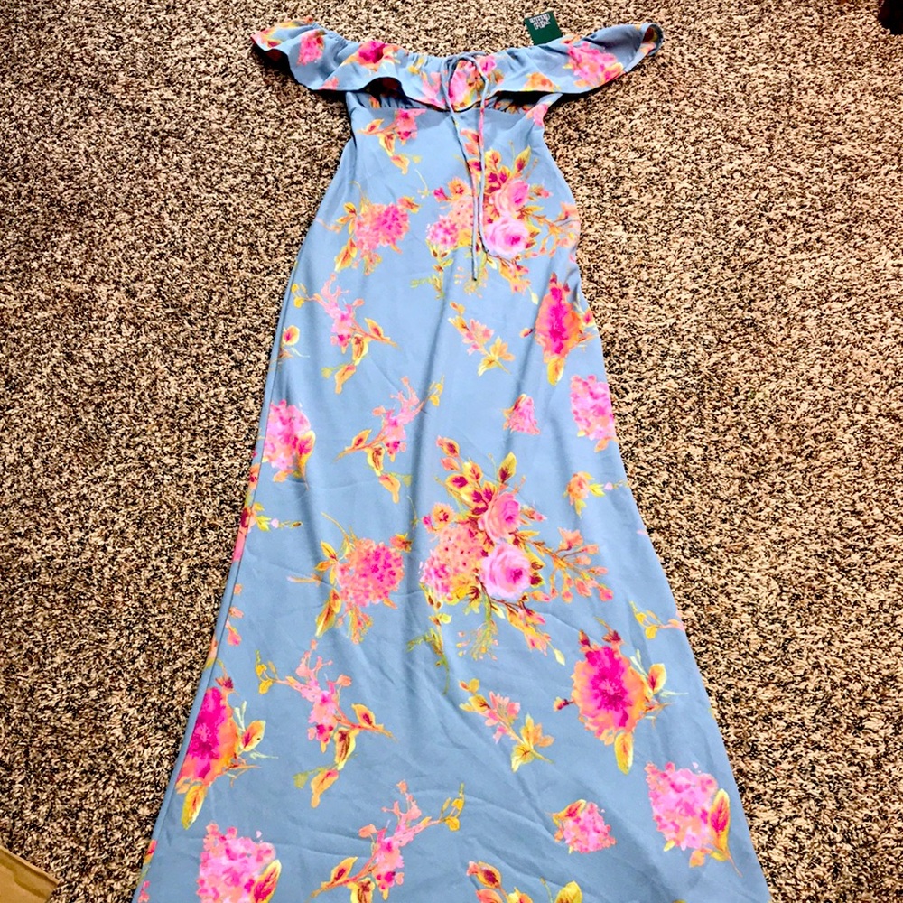 Wild Fable Pastel Floral Off-Shoulder Flounce Sleeveless Maxi Dress Various NWT - Picture 3 of 9